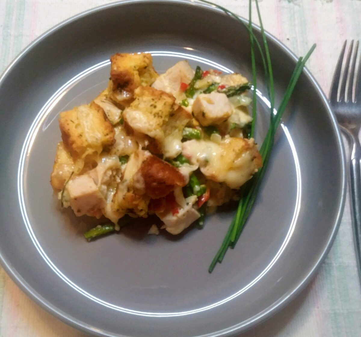 Smoked Chicken and Asparagus Strata