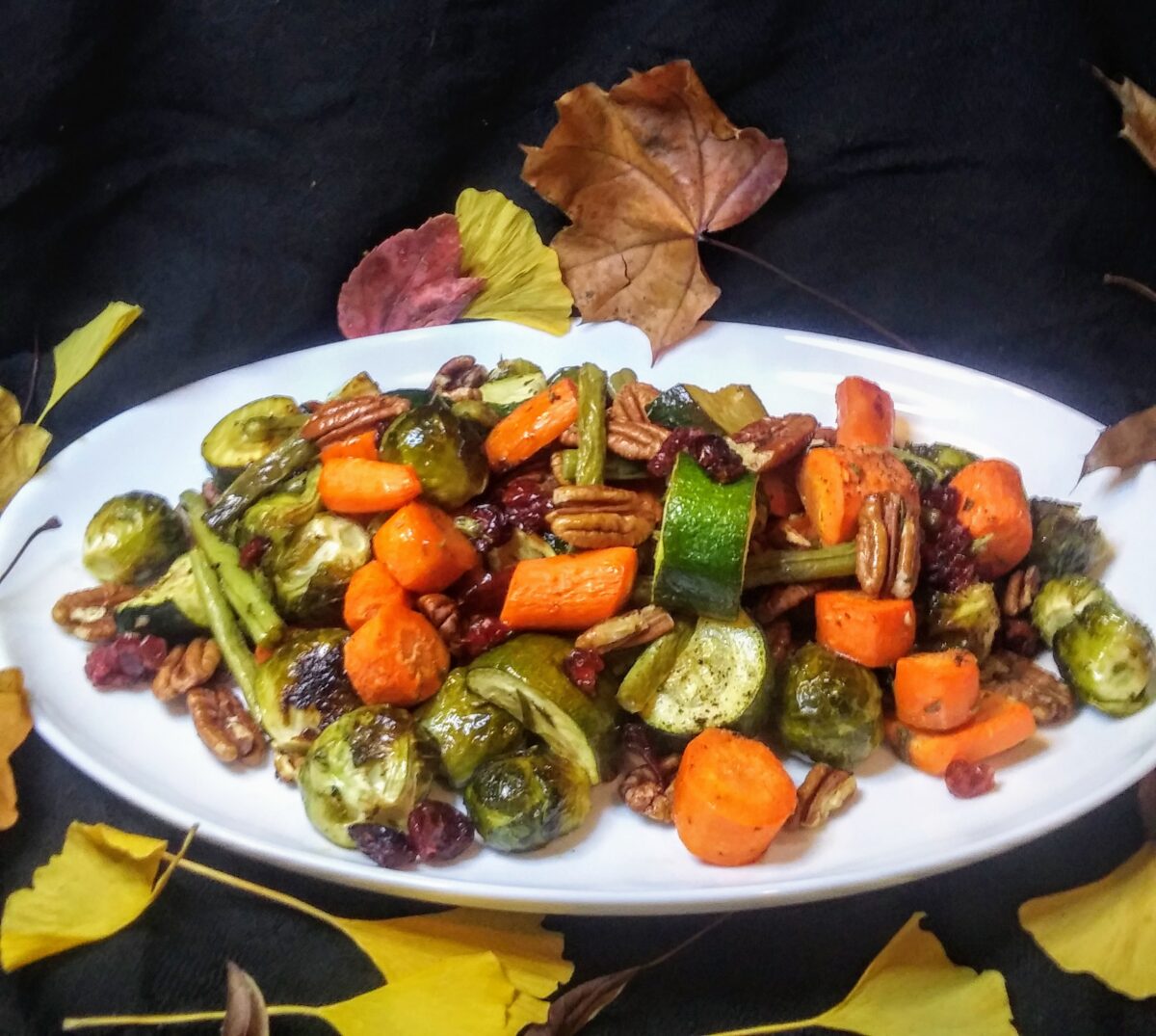 Roasted Vegetables with Cranberries and Pecans
